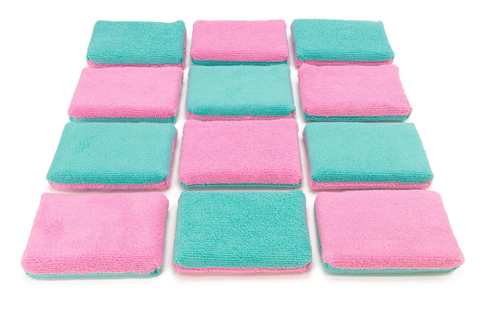 Thin Microfiber Coating Applicator Sponge with Plastic Barrier - 12 pack